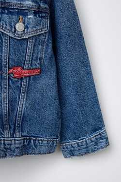 ZARA ДЖИНСОВАЯ КУРТКА С ВОРОТНИКОМ-СТОЙКОЙ, СИНИЙ