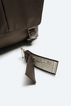 ZARA НЕЙЛОНОВАЯ СУМКА С ПРЯЖКАМИ, КОРИЧНЕВЫЙ