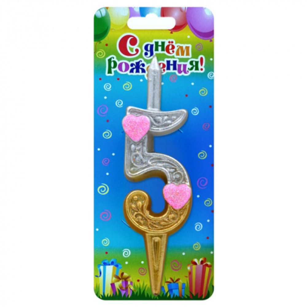 Свеча-Цифра Сердечко 5 12 см