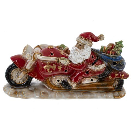 GAEM Фигурка декоративная c подсветкой "Дед Мороз на мотоцикле" (LR44x3), L30 W8,5 H16 см