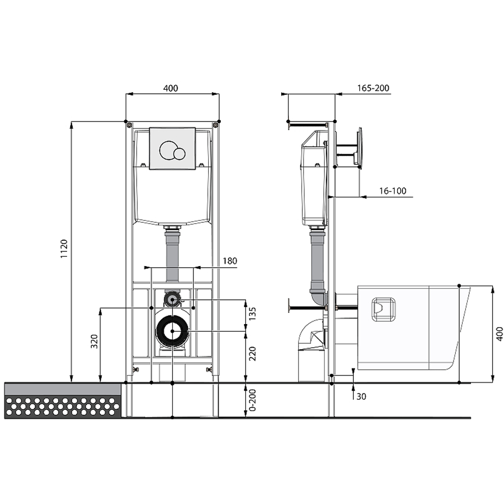 ПЭК унитаз с инсталляцией Santek Бореаль с сиденьем "Микролифт" и черной матовой клавишей смыва (1WH501775)