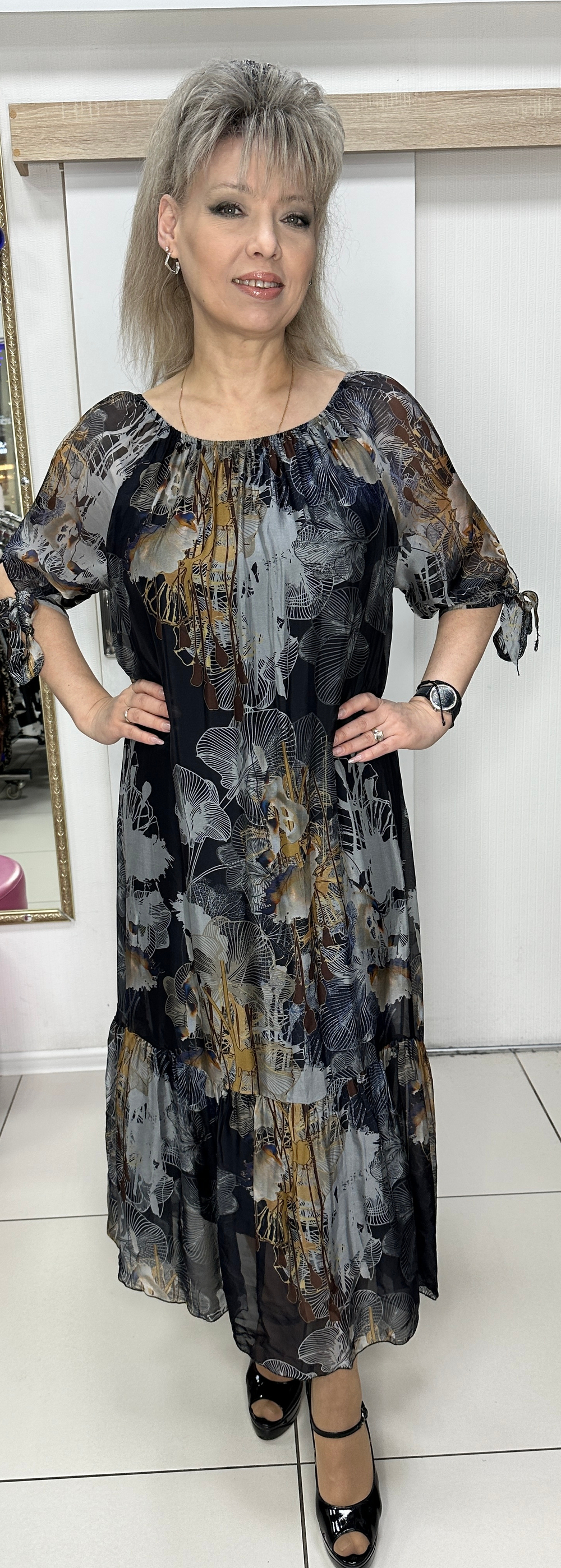 Двойное нарядное платье с регулировкой декольте