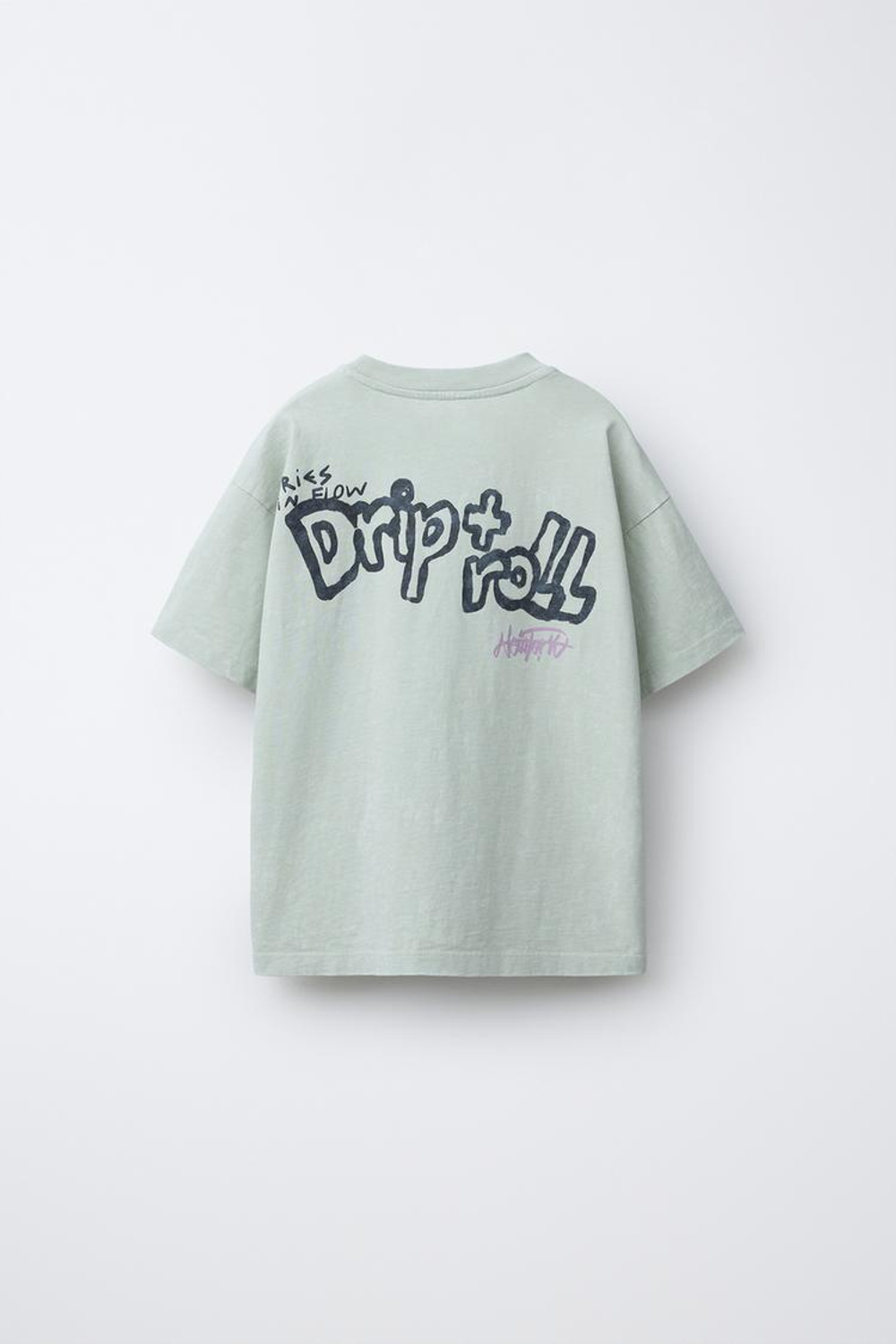 ZARA ФУТБОЛКА С ЭФФЕКТОМ ПОТЕРТОСТИ И НАШИВКАМИ, ЦВЕТ МОРСКОЙ ВОЛНЫ