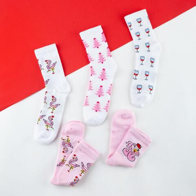 Новый год. Набор новогодних женских носков KAFTAN С Новым Годом! размер 36-40 (23-25 см), 5 пар