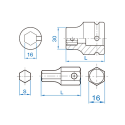 Набор ударных вставок (бит), HEX, 10-32 мм, 11 предметов KING TONY 6411MP