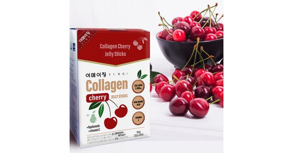 Желе с вишней в стиках с коллагеном и гиалуроновой кислотой COLLAGEN CHERRY JELLY STICKS (20g*30ea)