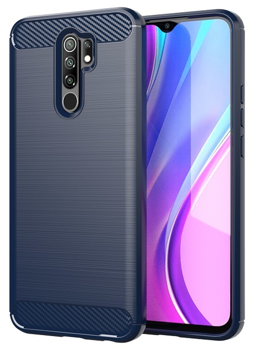 Чехол темно синего цвета на телефон Xiaomi Redmi 9, серии Carbon от Caseport