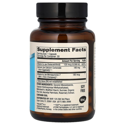 Dr. Mercola, Кальций с витаминами D3 & K2, 30 капсул