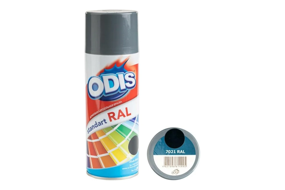 Краска-спрей ODIS черно-серый №7021 450мл (12)