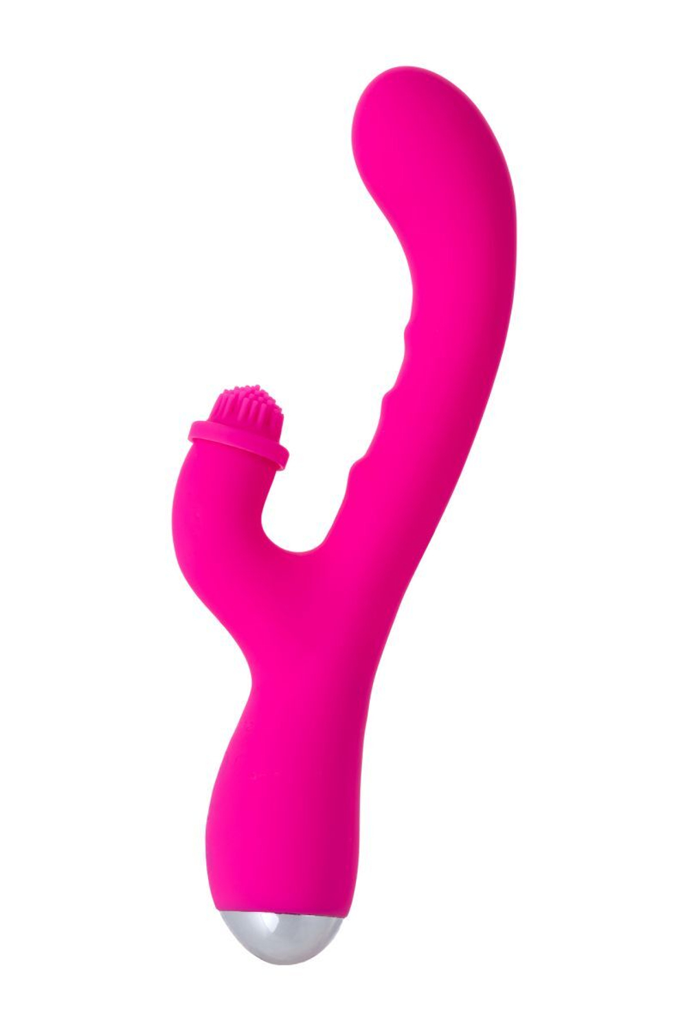 Розовый силиконовый вибратор Idol с клиторальным стимулятором - 22,4 см. (Цвет: розовый)