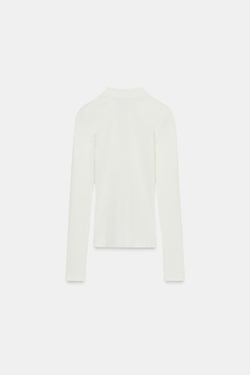 ZARA ТОП В РУБЧИК С V-ОБРАЗНЫМ ВЫРЕЗОМ, ЭКРЮ