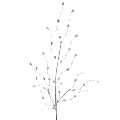 Ветка декоративная «Сказочные кристаллы» 65 см, Серебро