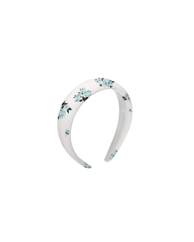 Ноэлиа (Noelia), ободок широкий из молочного атласа мелкие голубые цветы