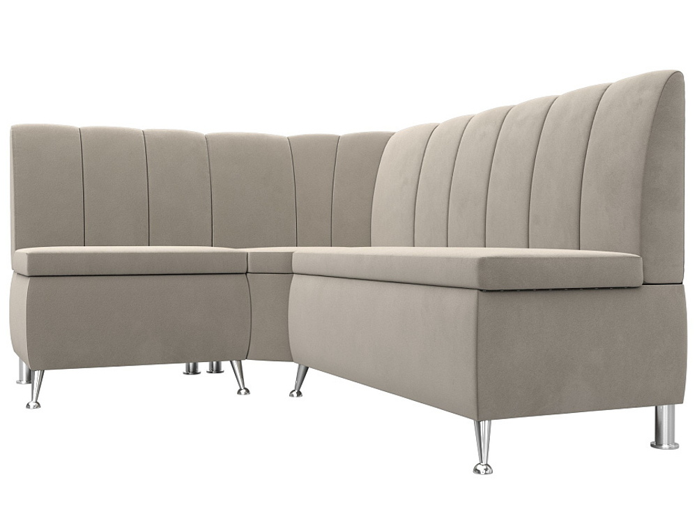 Диван кухонный угловой Кантри левый угол, Бежевый, Микровельвет, 29446L