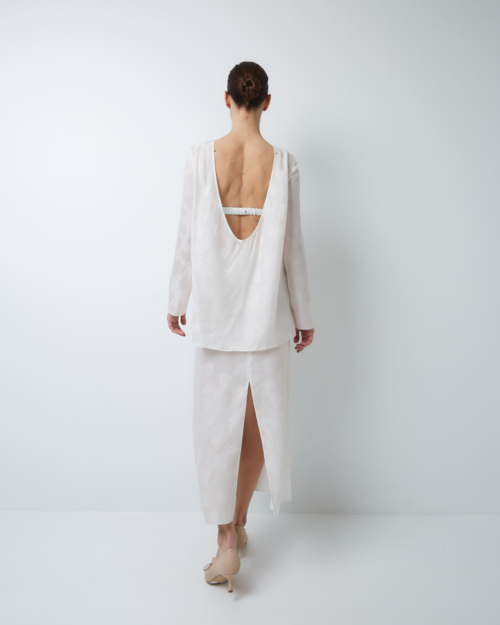 Юбка из смесового шелка Стелла Маккартни сердечки белый