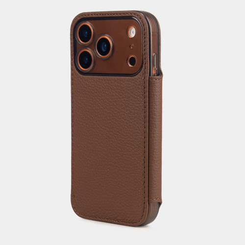 Чехол-книжка для iPhone 17 Pro Max - кожа телёнка, шоколад