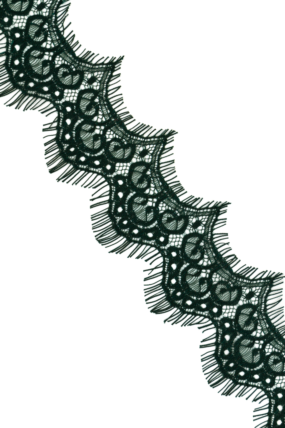 Узкое кружево шантильи тёмно-зелёное неэластичное 6,5 см
