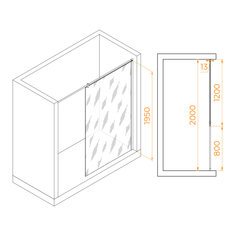 Душевая перегородка RGW WA-034 (Прозрачное, 1200)