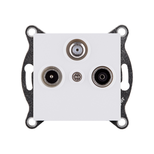 Розетка тройная TV (мама) + TV (папа) + спутниковая SAT, белый матовый Kollinger REA-036WM для Aspekt, Eleganz, Reflex
