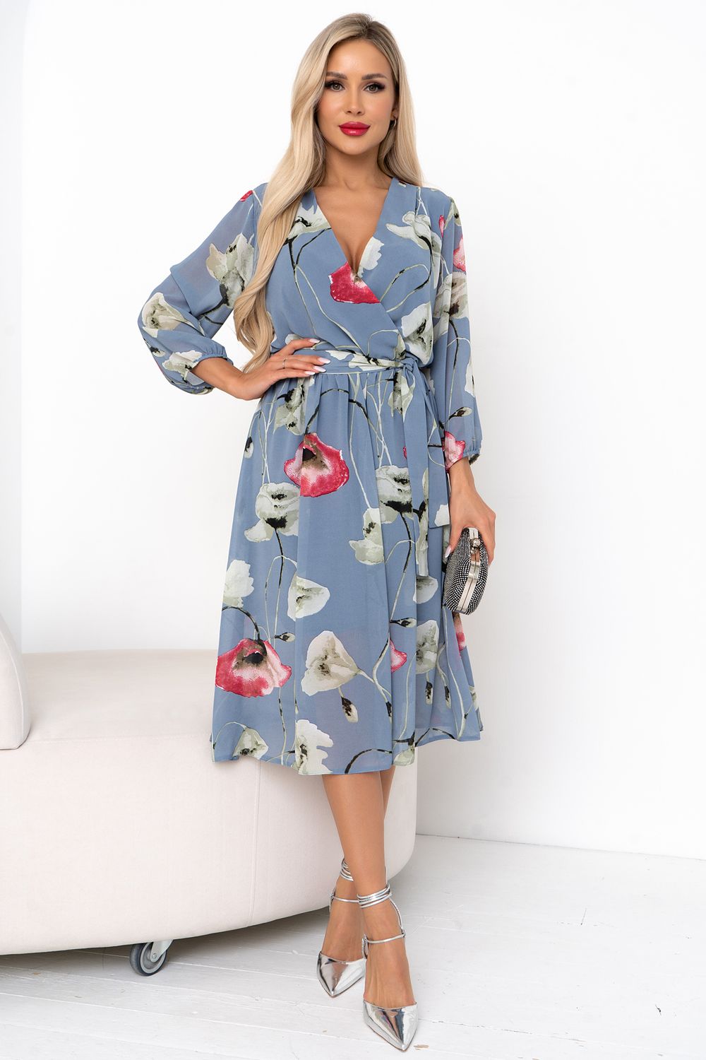 Платье Мила (дымчатый/маки) Р11-1207/3 Nikol (Акция)