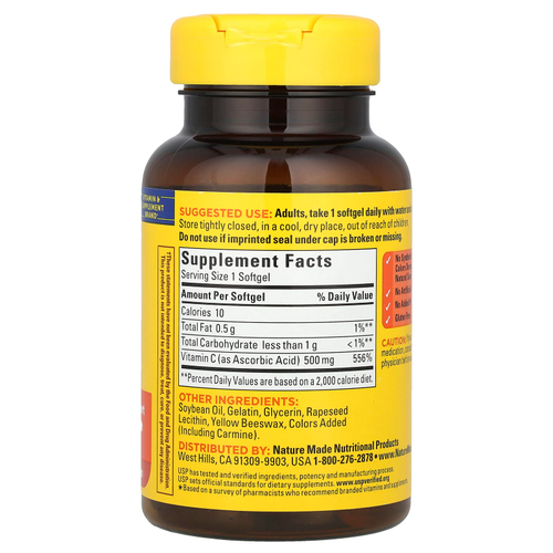 Nature Made, Витамин C, 500 мг, 60 мягких таблеток