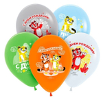Воздушные шары Веселуха с рисунком С Днём Рождения Лео и Тиг, 100 шт. размер 12" #8122081
