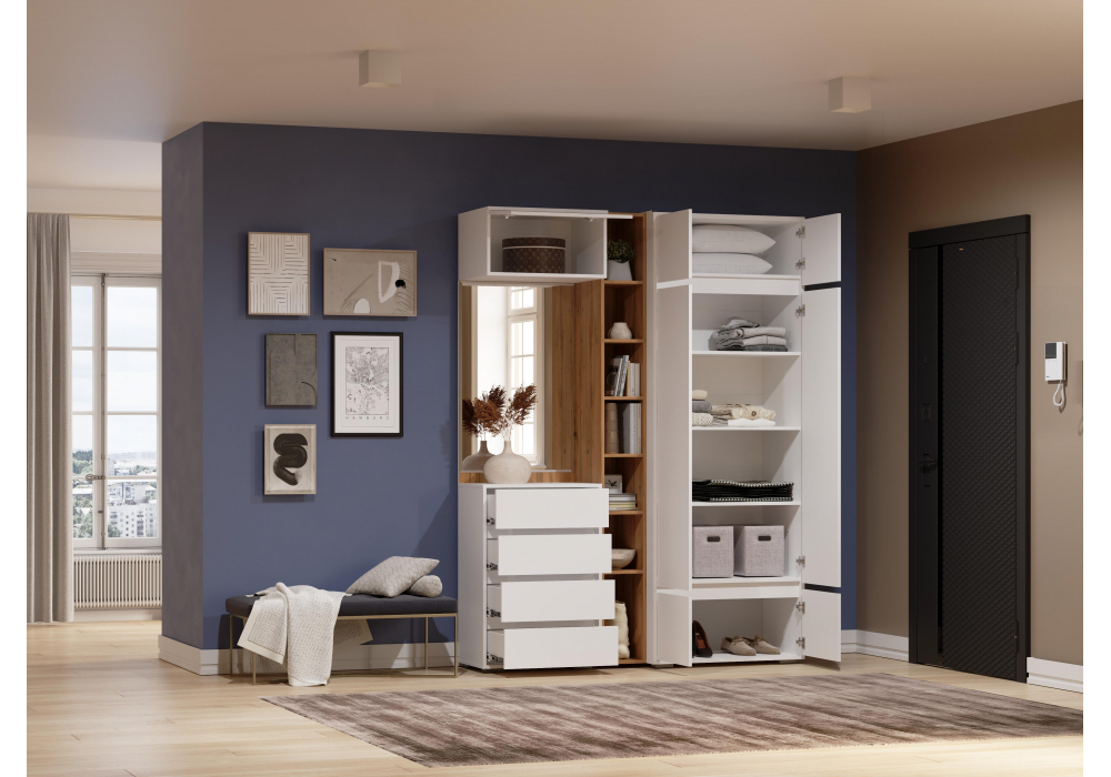 Прихожая Woodville Роут белый комплектация 4