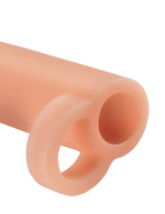 Длинная расширяющая пенис насадка с креплением на мошонке Real Feel Enhancer XL (Цвет: телесный)