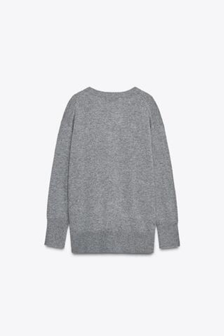 ZARA ТРИКОТАЖНЫЙ СВИТЕР ОВЕРСАЙЗ ИЗ 100% ШЕРСТИ, МЯГКИЙ СЕРЫЙ