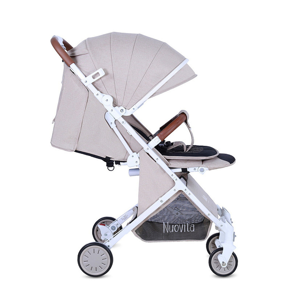 Детская прогулочная коляска Nuovita Giro Lux Beige, Bianco / Бежевый, Белый