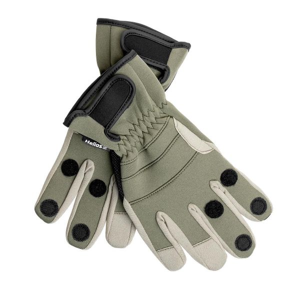 Перчатки Helios рыбацкие неопрен. на липучке Хаки р. M