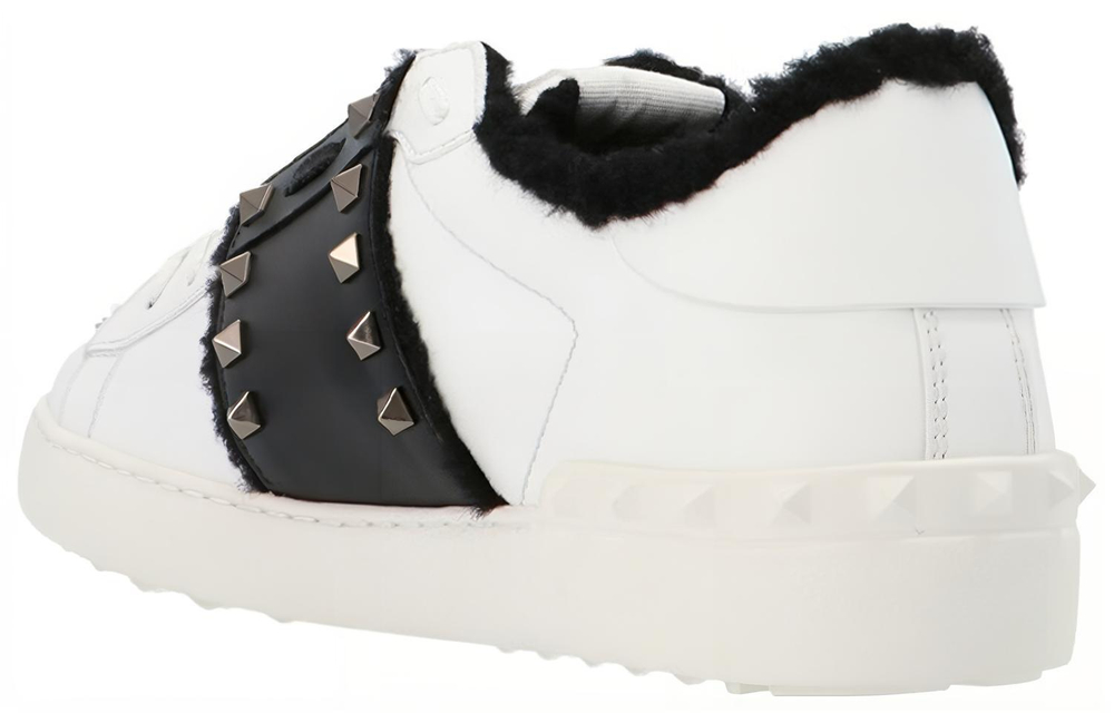 Valentino Untitled Leather Classic Low top Stylish Skateboarding Shoes Men"s White Black