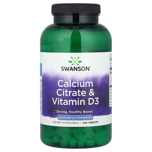 Swanson, цитрат кальция и витамин D3, 250 таблеток
