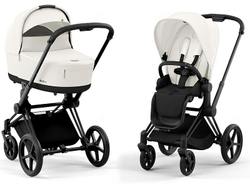 Коляска 3 в 1 Cybex Priam IV Matt Black complete и автокресло Aton S2 i-Size Moon Black Off White