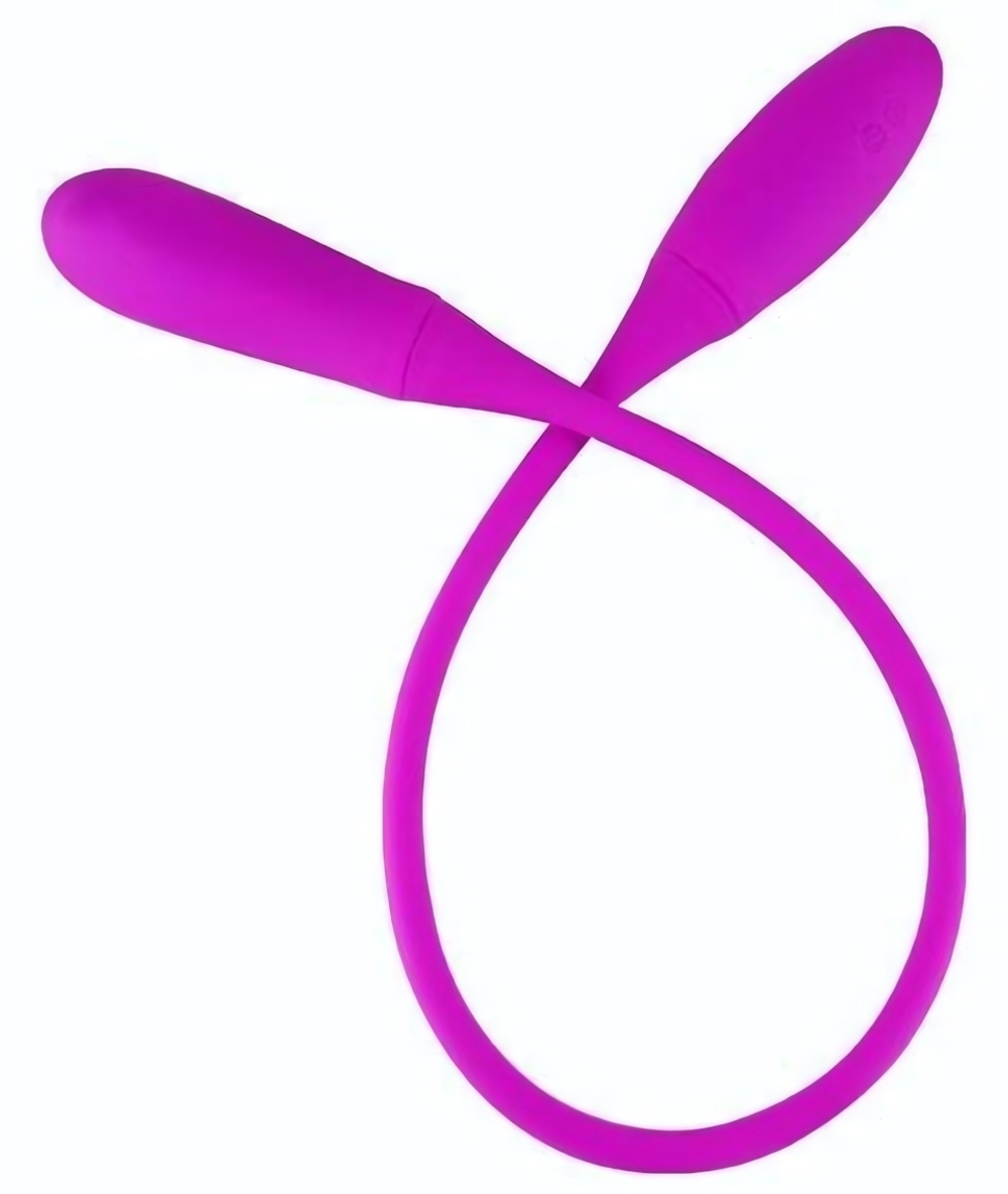 Двусторонний гибкий вибратор Snaky Vibe - 60 см. (Цвет: лиловый)