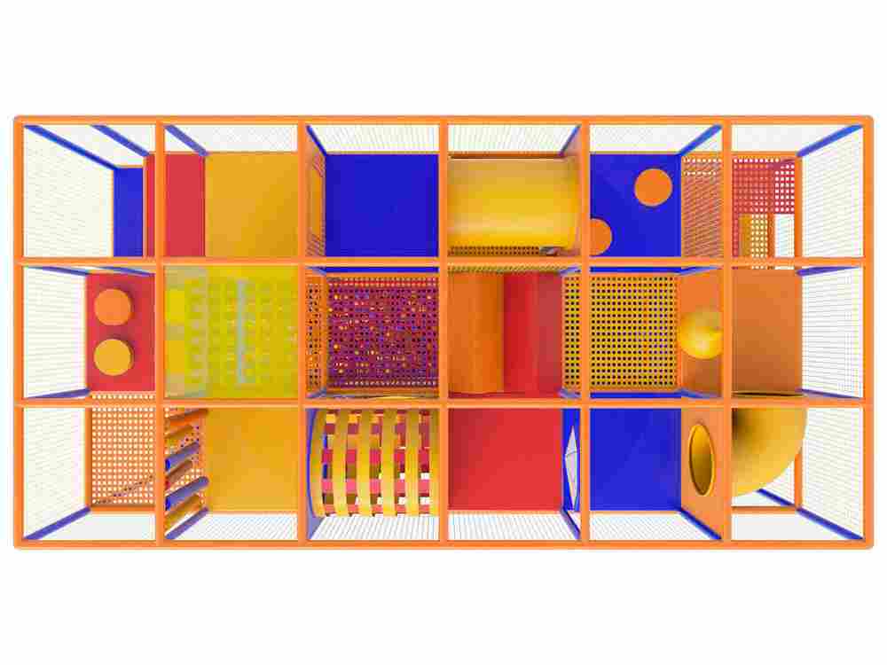 Детский уличный игровой лабиринт с крышей «Мандарин» 7,38×3,69×4,6 м