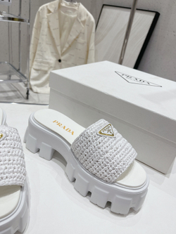 Prada Crochet Platform Slides