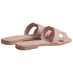 Hermes Oran Epsom Calfskin classic H-shaped slippers Women's pink, H202272Z 27