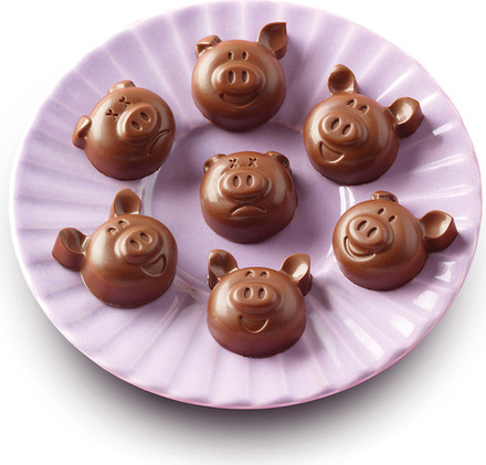Форма для запекания Silikomart Forma do czekoladek Scg35 Choco Pigs, круглая, силикон