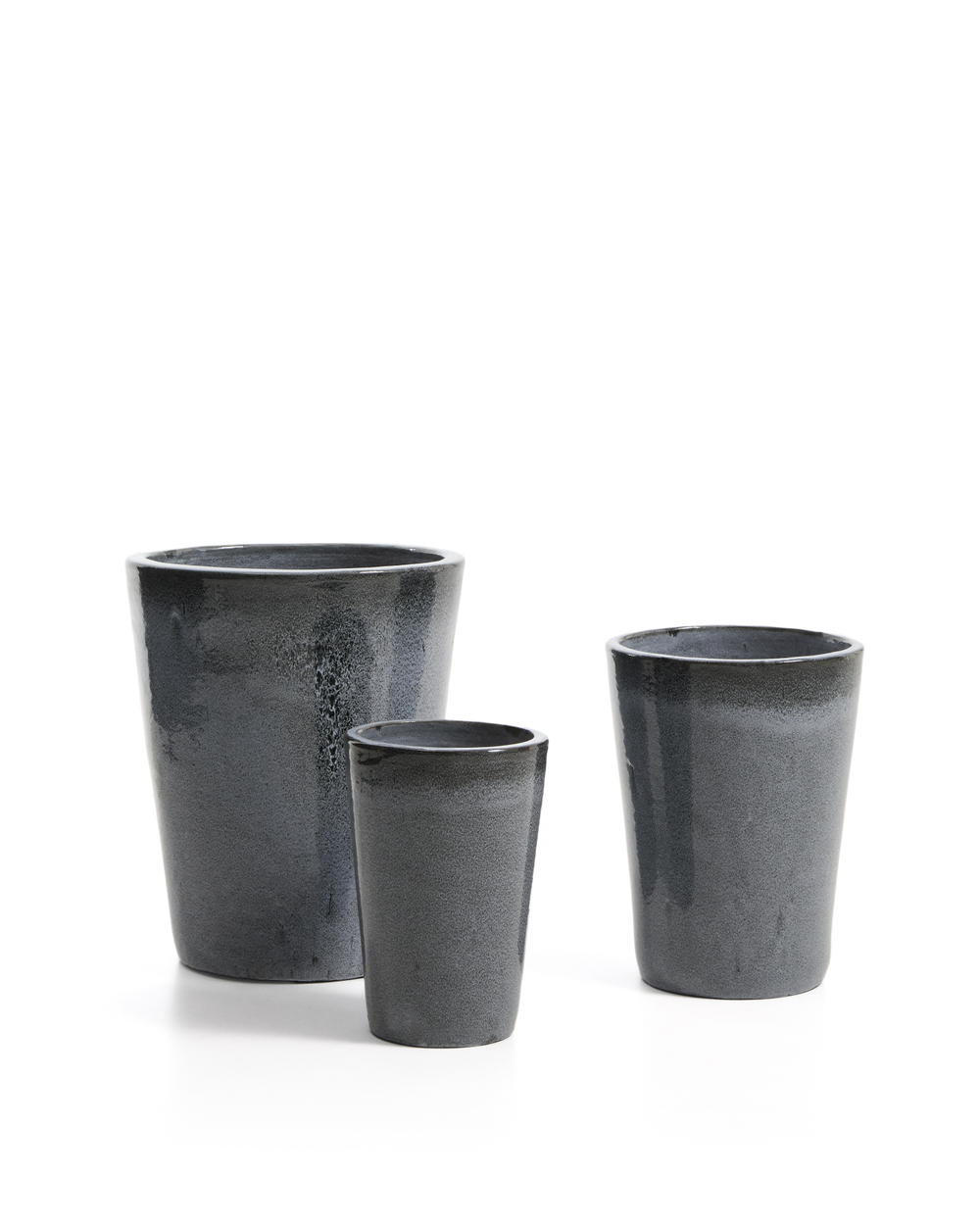 Набор из 3 кашпо Rotja с глазурованной синей отделкой, диаметр 26 / 35 / 47 см