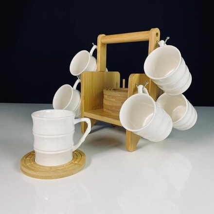 Lenardi 140-151 Кофейный набор 12пр. 120мл на подставке BAMBOO в под.уп.(х12)Фарфор