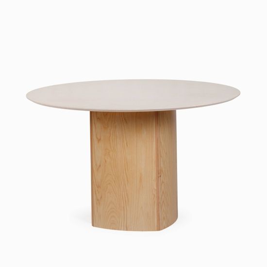 Круглый обеденный стол Addy диаметр 120 деревянная ножка, столешница из камня