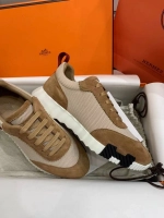 Женские бежево-коричневые кроссовки Hermes Bouncing с сеткой