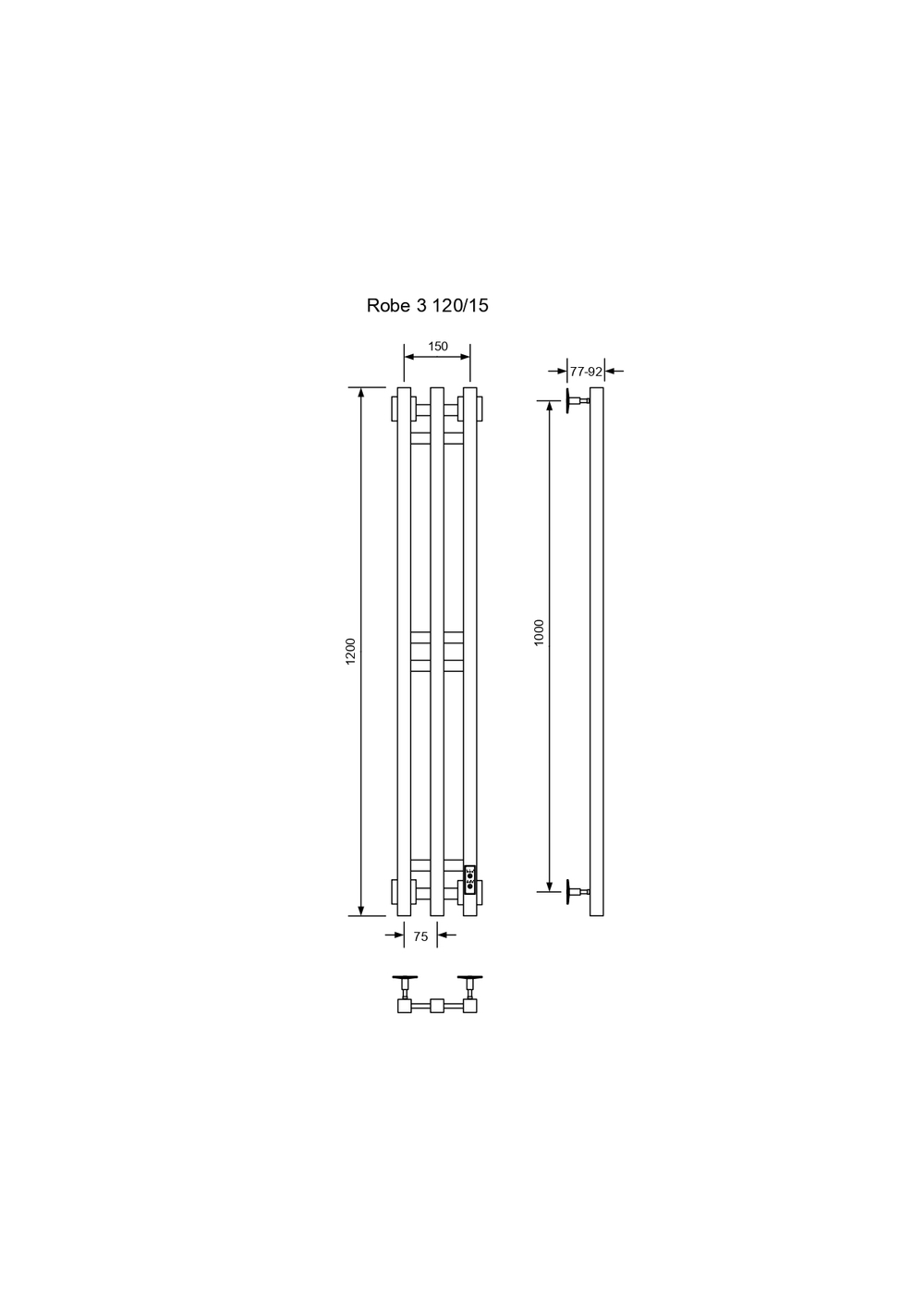 Полотенцесушитель электрический с/т Comfysan Alto-K EC-3 120/15, черный