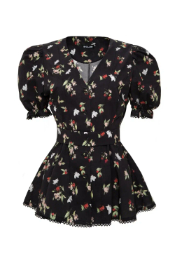 «Flower blouse» Блуза из хлопка рельефами и кружевной отделкой.