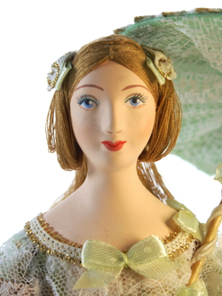 Кукла коллекционная Барышня в летнем платье с зонтиком 19 века