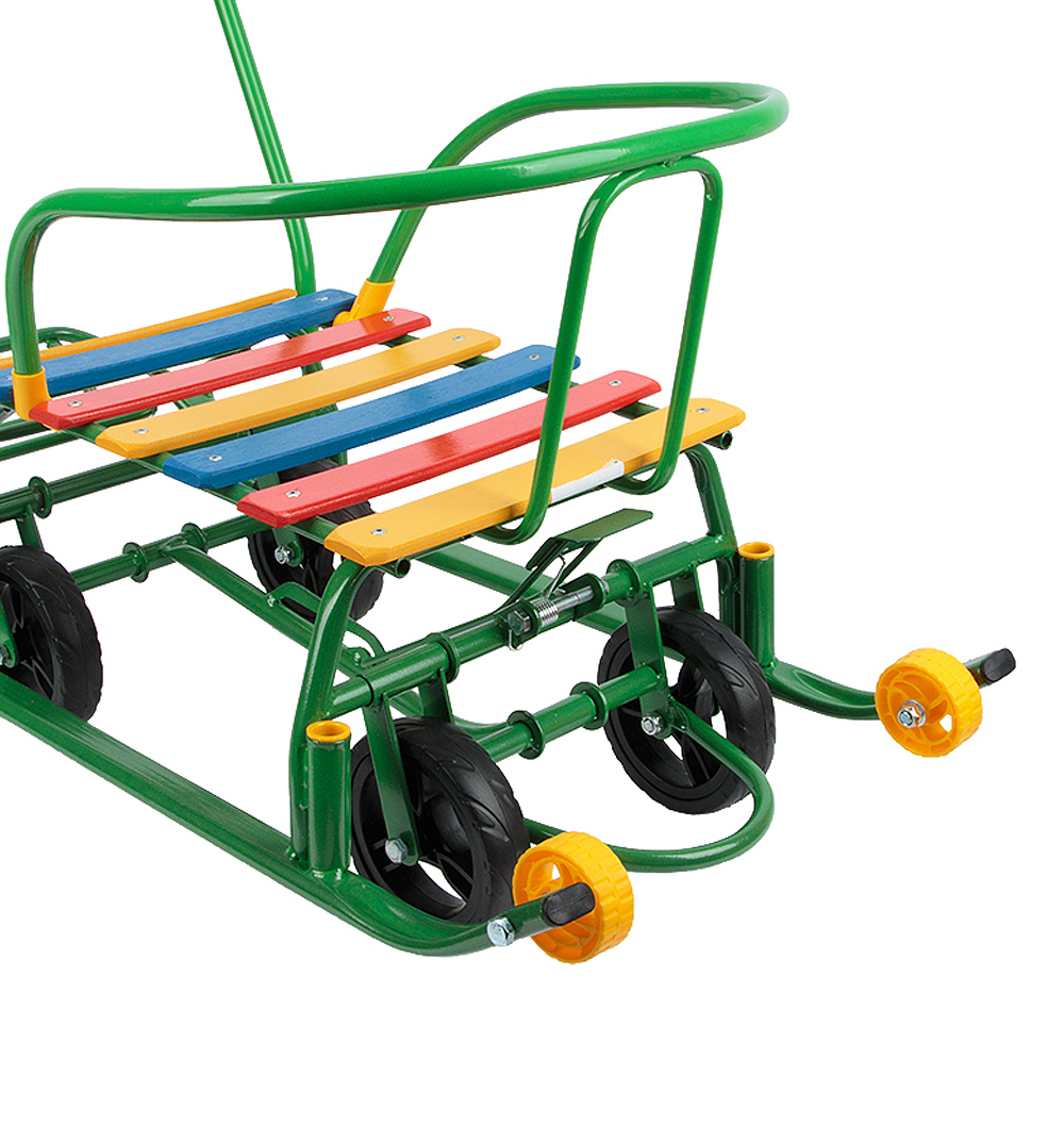 Санки "Мишутка 1 универсал" с механизмом выдвижных колесных шасси Зеленая рама, разноцв МУС-1 Galaxy