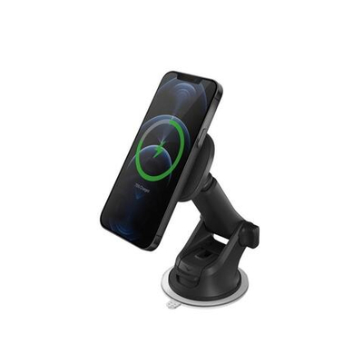 Автомобильный держатель MagSafe с беспроводной зарядкой Uniq Magneo Air Беспроводная зарядка: Qi 15 Вт. Устанавливается на вентиляционную решётку, приборную панель или лобовое стекло