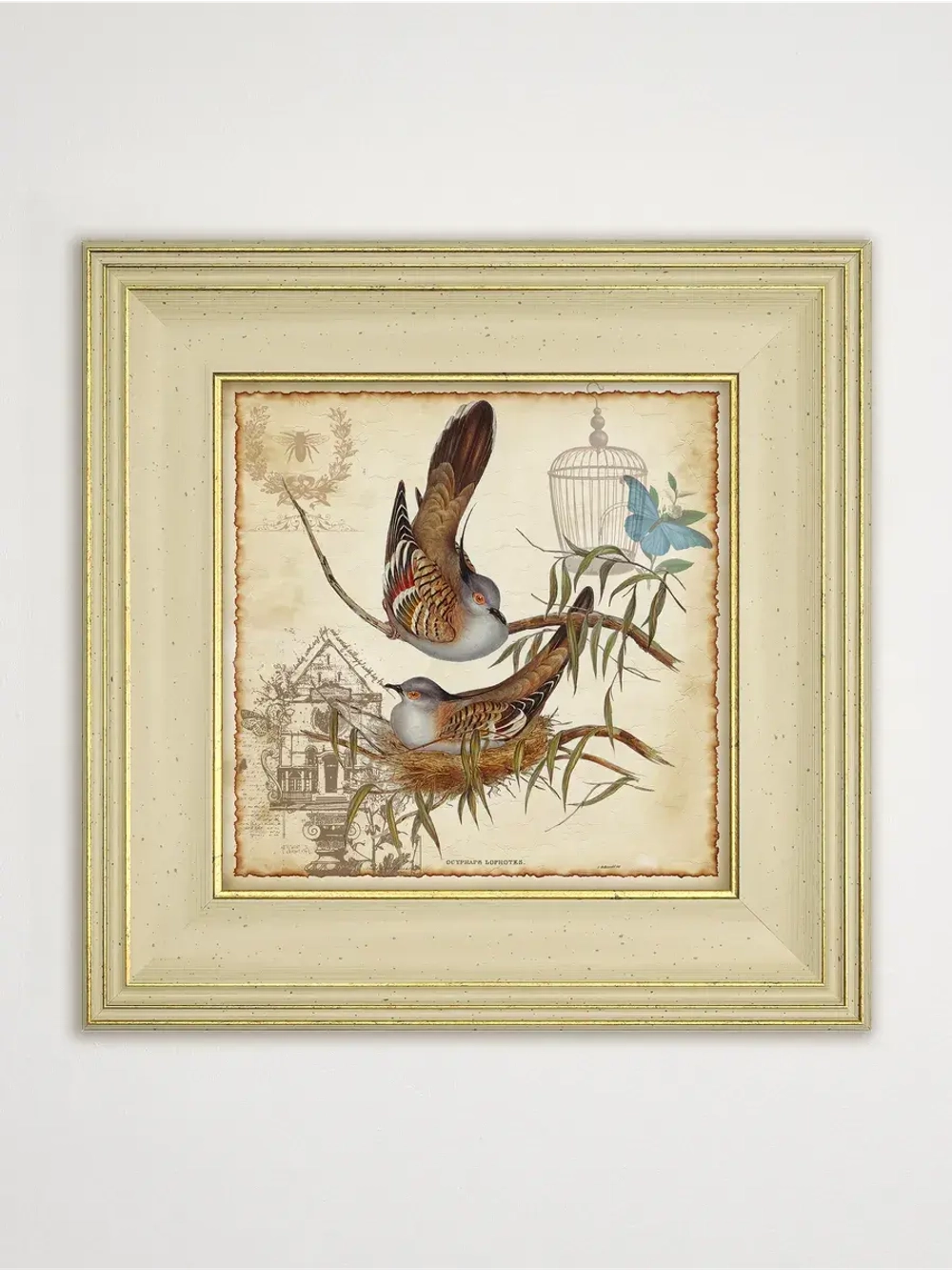 Картина интерьерная на холсте в раме "Птички" 30*30 см