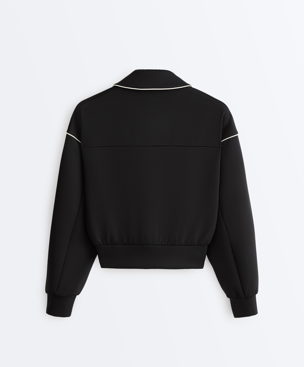 Oysho Куртка с эффектом неопрена без капюшона, черный